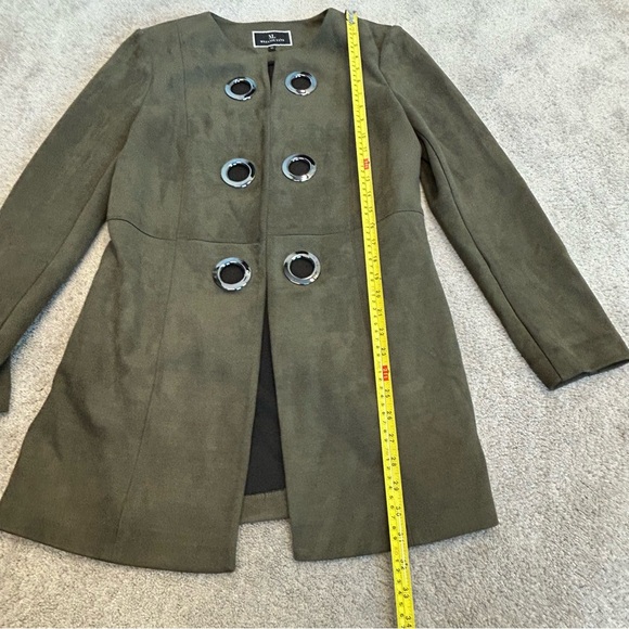 Melanie Lyne forest green faux suede grommet blazer dress coat Sz 10 NWOT - Picture 9 of 14